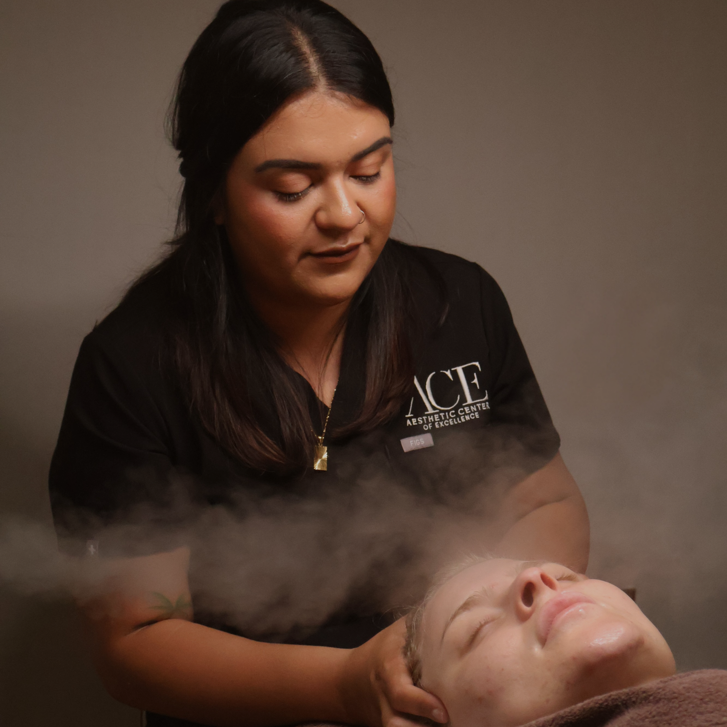 Aesthetic provider performing a facial treatment at ACE Med Spa for Mother’s Day skincare special
